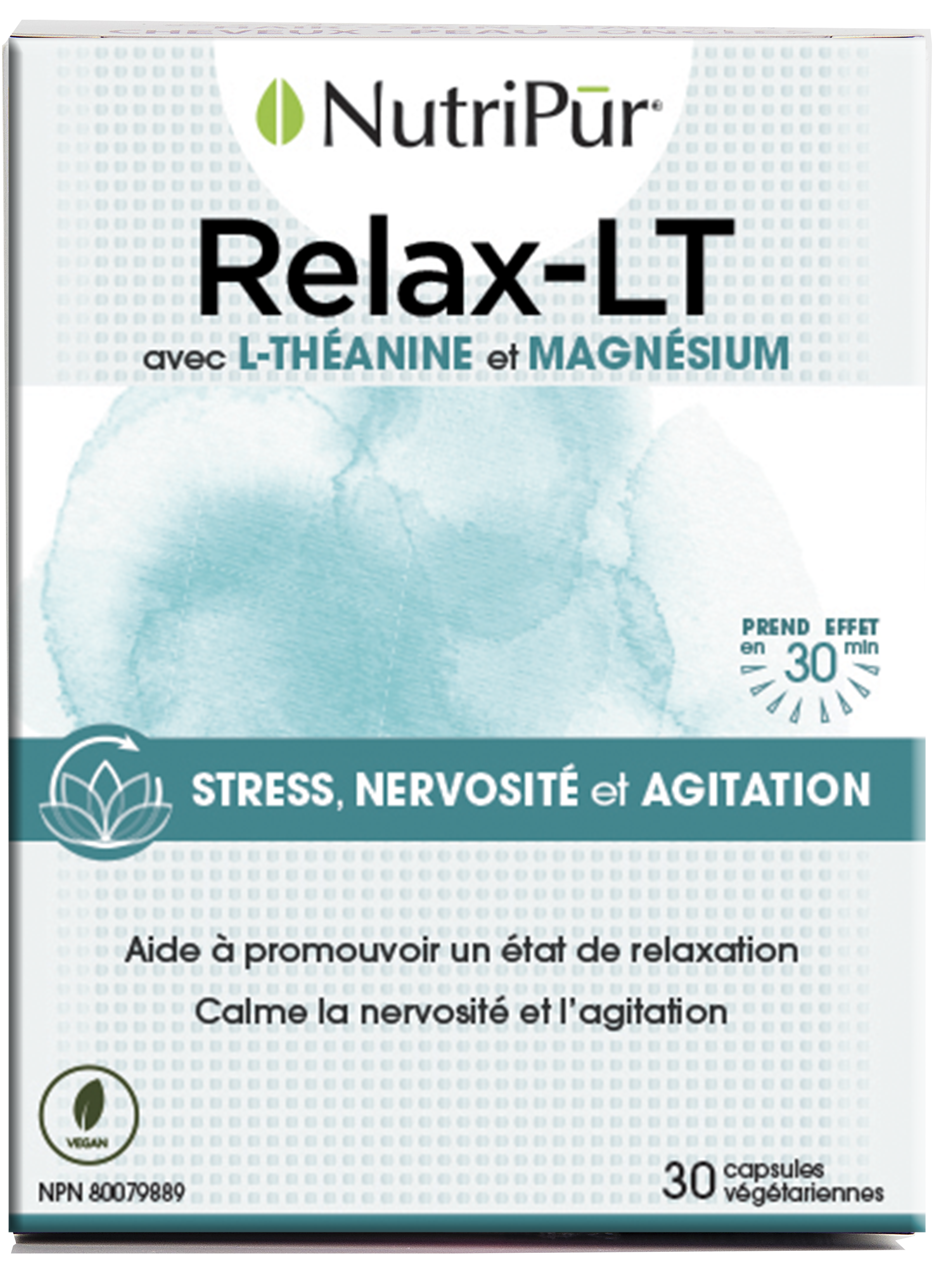 Relax - Lt - Nutripur - avec  L -théanine et magnésium - stress- nervosité et agitation - calm l'agitation