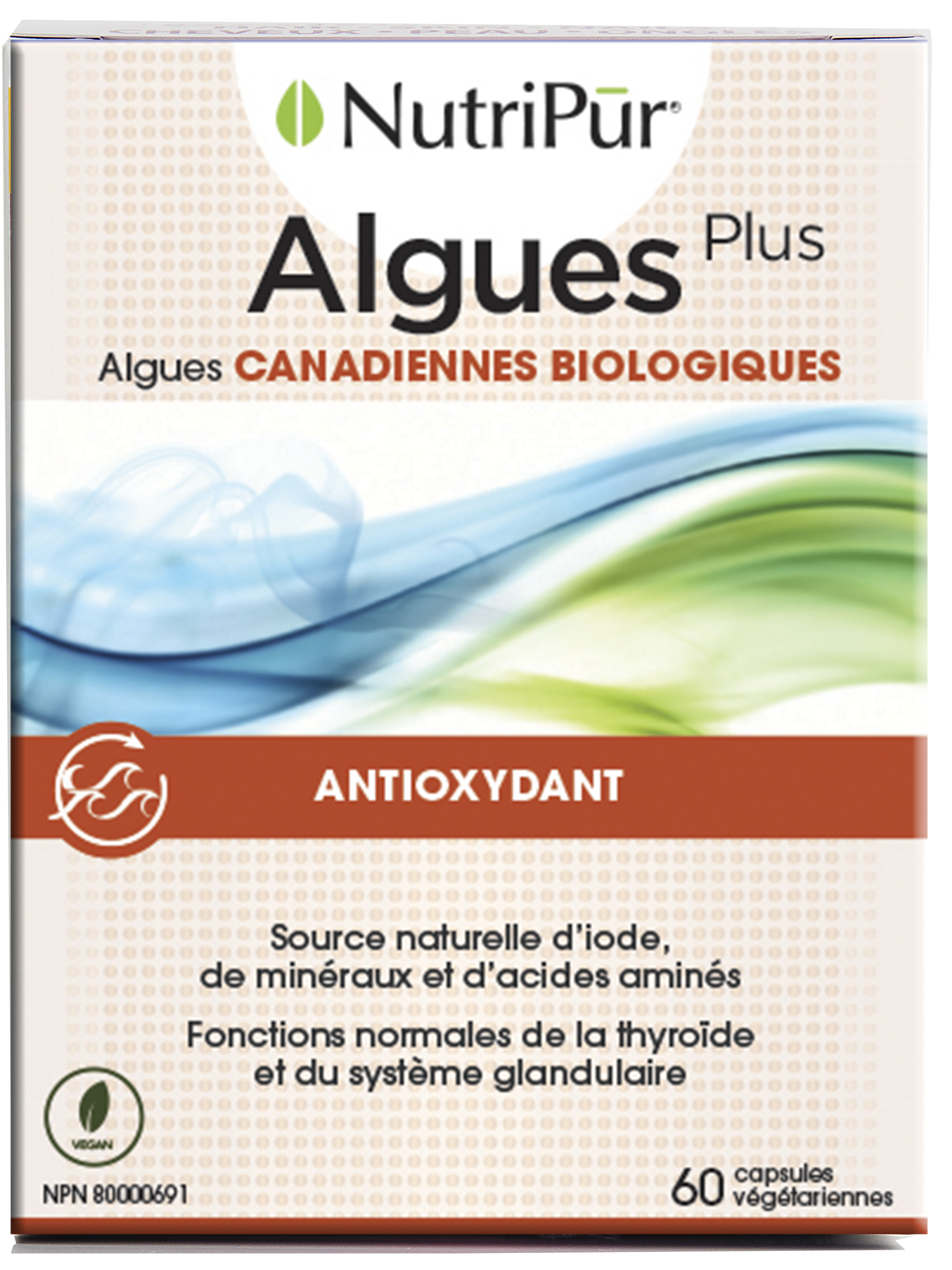 Algues plus - Nutripur - Algues CANADIENNES BIOLOGIQUES - Antioxydant - source d'iodine, mineral, AA - fonctions normales de la thyroide et du systeme glandulaire