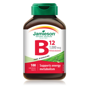 Jamieson Vitamin B12 1000 mcg Fast Dissolving 100 tabs by Jamieson - Ebambu.ca natural health product store - free shipping <59$ 