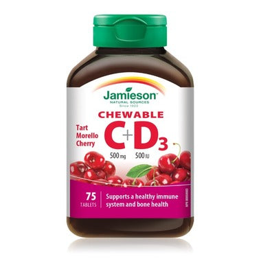 Jamieson Vitamin C & D3 - Cherry - 75 chewable tablets