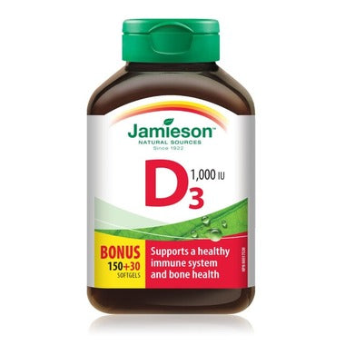 Jamieson Vitamin D3 1000 IU - Bonus 150+30 softgels