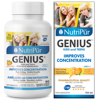 Nutripur GENIUS Kids & Teens - Attention Deficit Disorder/Hyperactivity (ADD/ADHD), school performance, concentration, memory, anxiety, insomnia, Difficulty with reading and writing. - Ebambu.ca natural health product store - free shipping <59$ 