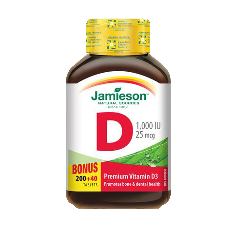 Jamieson Vitamin D  1,000 IU Bonus 200+40 tabs by Jamieson - Ebambu.ca natural health product store - free shipping <59$ 